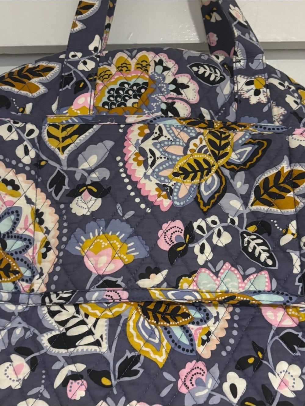 Vera Bradley Quilted Floral Duffle Weekender Bag in Navy - Picture 9 of 11
